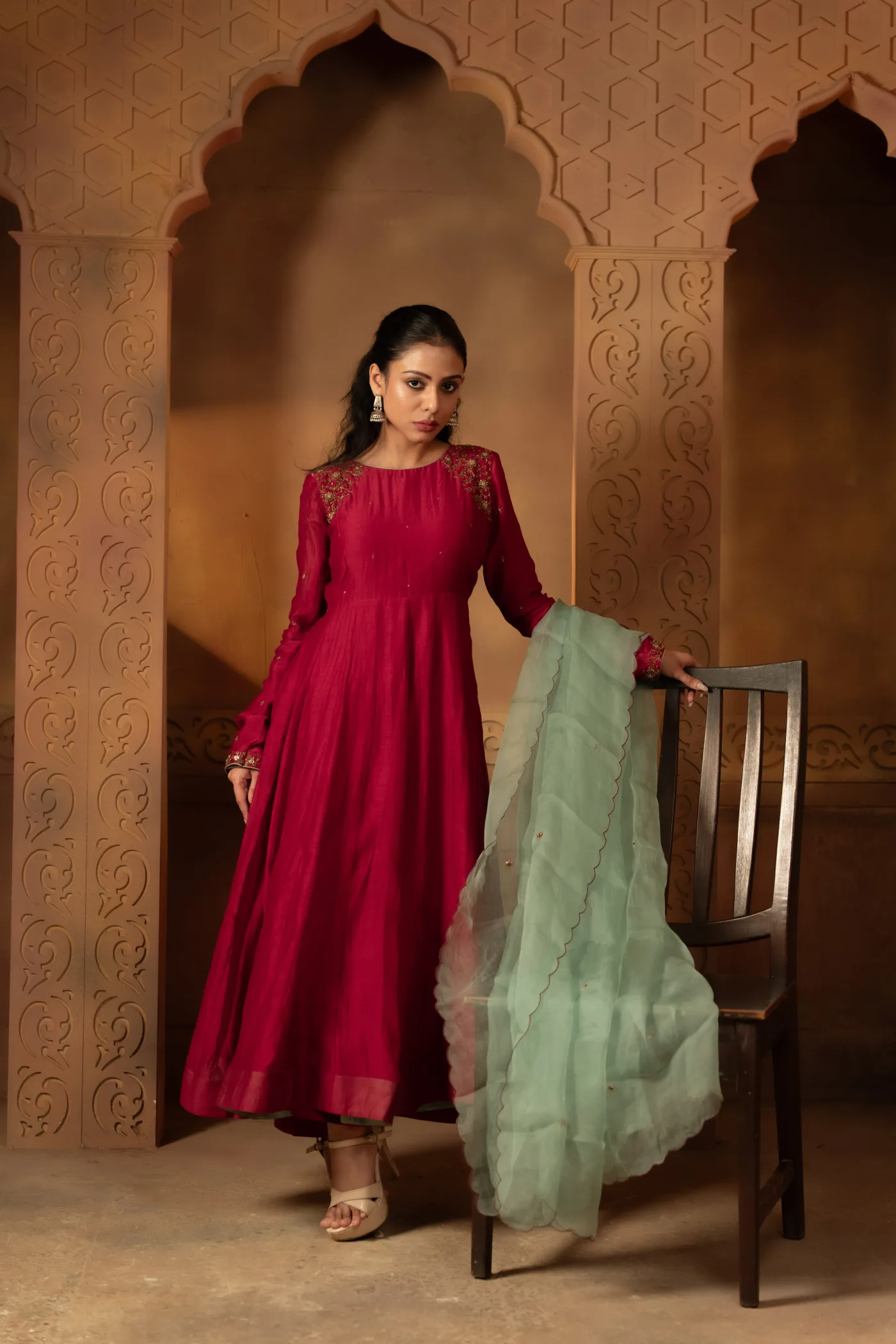 Ruhani Anarkali Set - Red